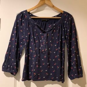 Floral Palm Tree Henley Blouse